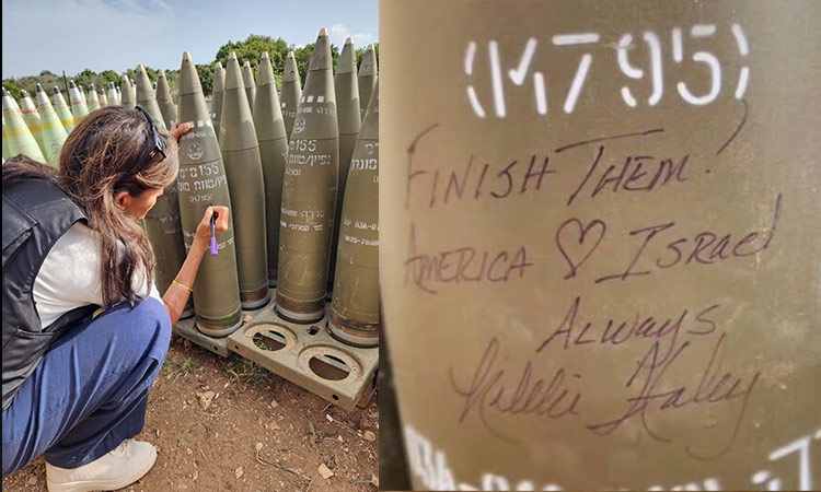 Nikki Haley writes 'Finish Them' on Israeli artillery shell, drawing Nikki Haley writes 'Finish Them' on Israeli artillery shell, drawing criticism