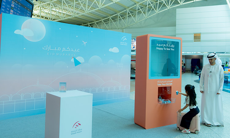 Sharjah Airport welcomes passengers with Eid Al Adha gifts and Sharjah Airport welcomes passengers with Eid Al Adha gifts and greetings