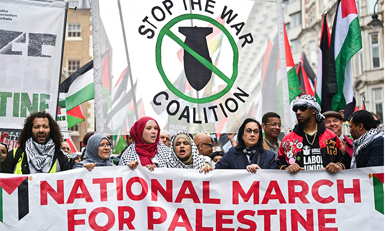 Thousands rally in London, call for permanent ceasefire in war-hit Thousands rally in London, call for permanent ceasefire in war-hit Gaza