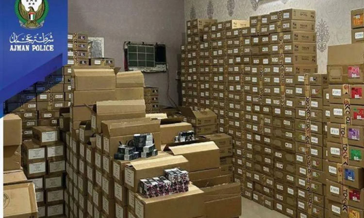 Ajman Police arrest two persons trading and storing 797,000 e-cigarettes Ajman Police arrest two persons trading and storing 797,000 e-cigarettes without a licence.