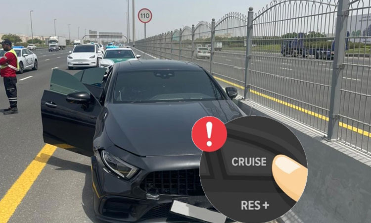 Police rescue driver after cruise control malfunction on key Dubai Police rescue driver after cruise control malfunction on key Dubai road