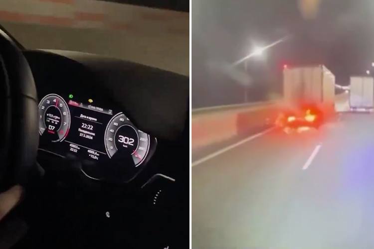 VIDEO: Russian youth driving Audi RS5 at 300km per hour VIDEO: Russian youth driving Audi RS5 at 300km per hour crashes into truck on Moscow highway